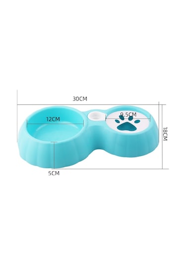 Cbtx Pet Çift Kase Mama Ve Suluk Kedi Ve Köpek Besleyici Islak Olmayan Ağız Suluk Yeşil