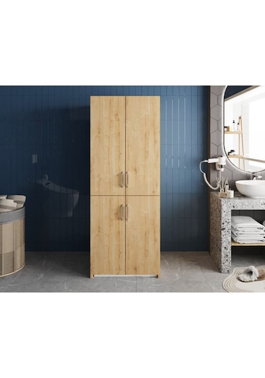 Bohem Çamaşır Ve Kurutma Makinesi Dolabı Banyo Dolabı Meşe Meşe