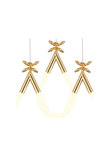 Vojens 3'lü Yuvarlak Gold Ledli Kelebek Detaylı Modern Koridor, Yatak Odası Salon Sarkıt Led Avize Gold