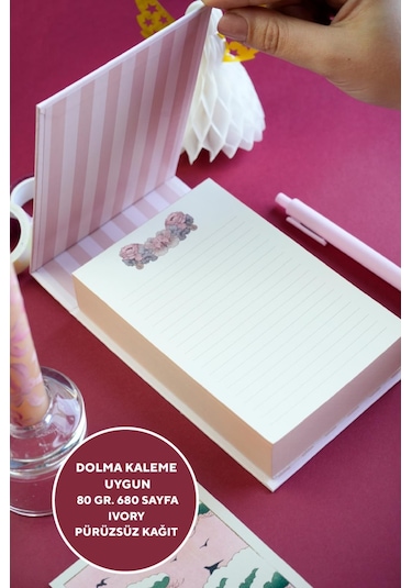 Masa Üstü Sert Kapaklı Notluk. 80 Gram Ivory Kağıt , 340 Yaprak. 11x15,8 Cm. Renkli Kenar. Bej