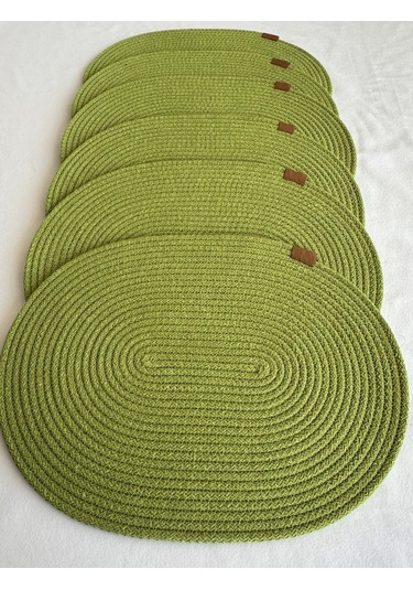 Jüt Amerikan Servis Sofra Altlığı, Masa Dekoru Supla Oval 30x40 6lı Fıstık Yeşil