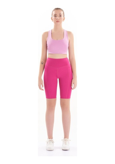 Josejuan Kadın Toparlayıcı Yüksek Bel Cep Detaylı Spor Biker Tayt 7108-fuşya Fuşya