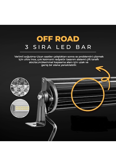 Off Road Led Bar 3 Sıra 81 Cm 405 Watt Beyaz Sarı 5 Mod