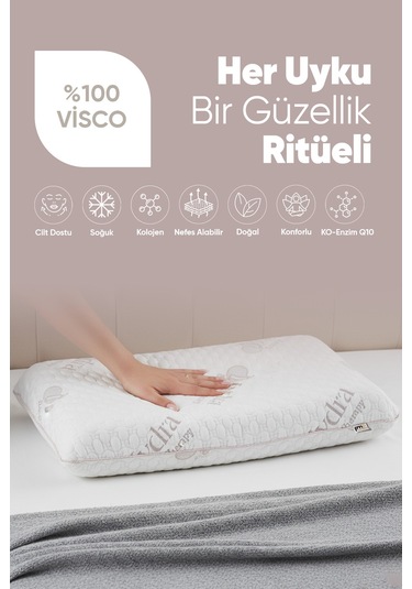Visko Güzellik Yastığı - Ortopedik Cilt Bakım Yastığı - Beauty Kolajen Ortopedik Visko Yastık Beyaz