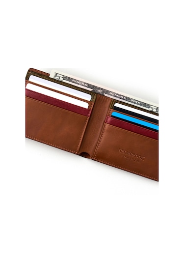 Eldridge Hakiki Deri Taba Plus Color Erkek Ince Tasarım Çok Bölmeli Rfid Korumalı Cüzdan Taba