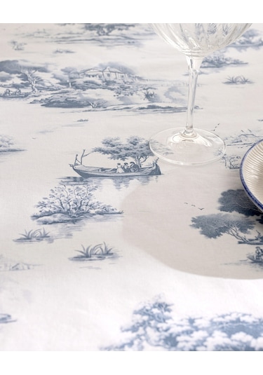 Madame Coco Vorem Pamuklu Masa Örtüsü - Mavi - 160x200 Cm 8684427229040 Mavi