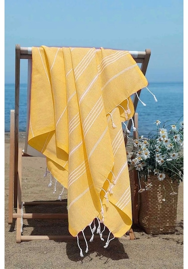 Summer Wind Soft %100 Pamuk Peştemal 100x180 Cm Sarı Çok Renkli