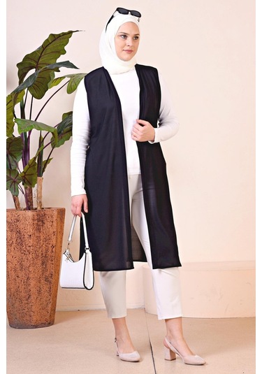 Uzun Buyuk Beden Yelek Kadin Hermevsim 001