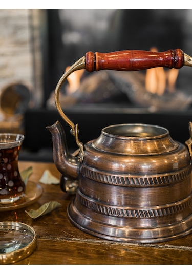 Bakır Demlik Dilimli Maraş Model Okstili Renk Oksitli