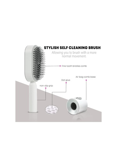 Singree Kuru Islak Saçlar İçin Otomatik Temizleyici Hava Yastığı Saç Fırçası - Yumuşak Tırnaklı, Masajlı, Saç Dökülmesini Azaltan, Beyaz + Gri Tabanlı