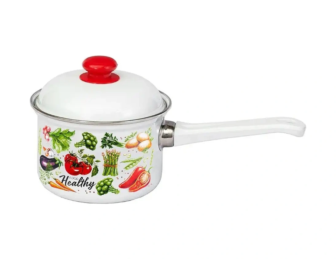 Appetite Kapaklı 1,5 Litrelik Emaye Mutfak Kepçesi, Tüm Ocaklar İçin Uygun 18895586 Beyaz