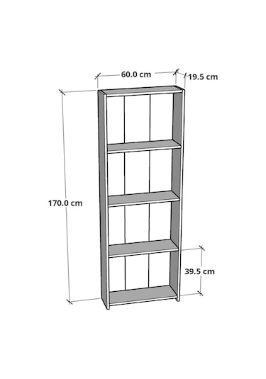 5katlı Kitaplık Arkalıklı Geniş Raf Kütüphane 170cm Beyaz - A.çam