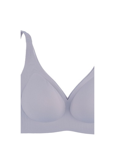 Balensiz Lazer Dikişsiz Kaplı Dekolteli Büstiyer Sütyen Mavi