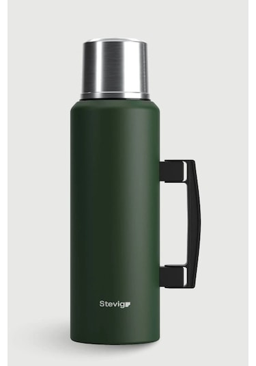 Stevig St-206 4 Camp Klasik Vakumlu Kulplu Çelik Termos 1.5lt Green Yeşil