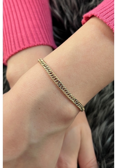 Fiyonk Kuyumculuk 14 Ayar Altın Sık Gurmet Bileklik 4 Mm 001