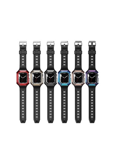 Watch 7 41mm Uyumlu Krd-88 Sert Pc Kasa Koruyuculu Uyumlu Zore Kordon-siyah