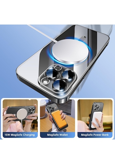 İphone 15 Pro Max Kılıf Kamera Lens Hoparlör Koruma Magsafe Şarj