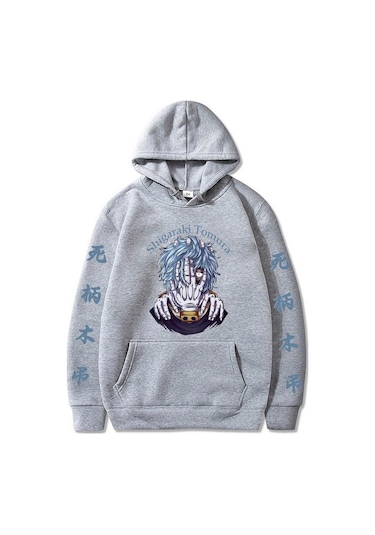 Komik Anime Mha Tomura Shigaraki Baskı Erkek Loog Kollu Harajuku My Hero Academia Baskı Kapüşonlular Sonbahar Kış Unisex Kazak Gri