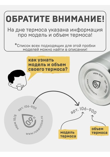 Arktika Küçük Termoslar 106, 101, 102 İçin 350, 500 Ml Tıpası 242544216 Siyah