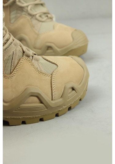 Pars Power Mid Hakiki Nubuk Deri Su İtici Özellikli Askeri& Polis Outdoor Tactical Kısa Bot-10982-kum Kum