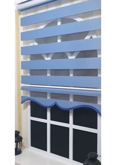 Zebra Stor Perde Mavi Etek Dilimli St 006 Mavi
