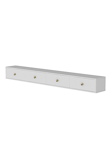 Tda2401bg - Zuzu Double Duvara Montaj Tv Stand Beyaz-gold 240cm Beyaz