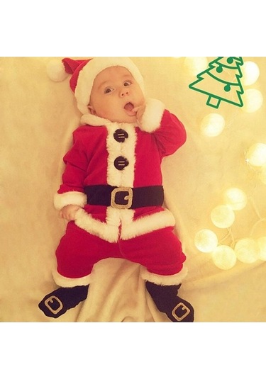 Carrier Suntek Seti Noel Kostüm Kız Erkek Bebek Baba Adet 4 Sb Kırmızı