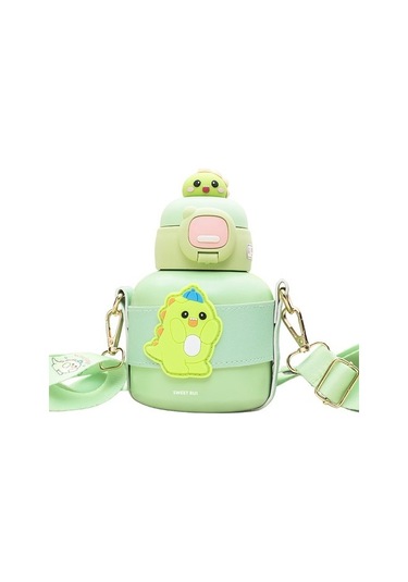 Sweet Ruı Karikatür Omuz Çantası Termal Su Şişesi 520ml Zr574e Yeşil