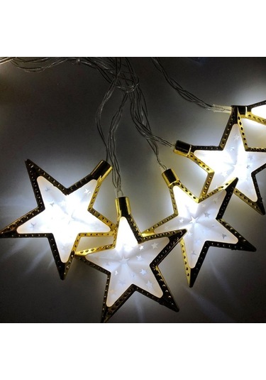 Soulader Usb İle Çalışan 1.65 Metre 10 Işıklı Sıcak Beyaz Led Yıldız Ve Ay Aydınlatma Dekor Işık Demeti Çok Renkli