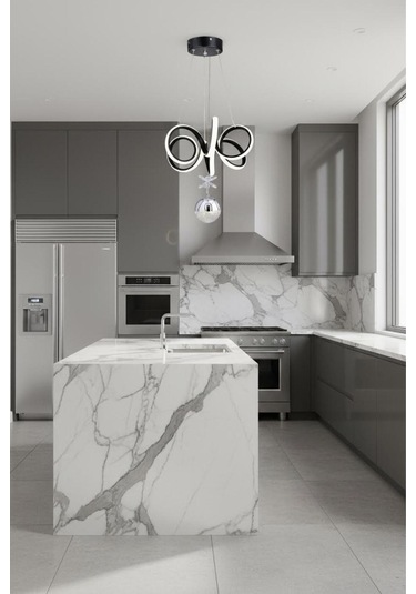 Laura Tek Top Led Sarkıt Avize,siyah,3 Renk Yanabilen Led Avize, Modern Salon Oda Led Avize