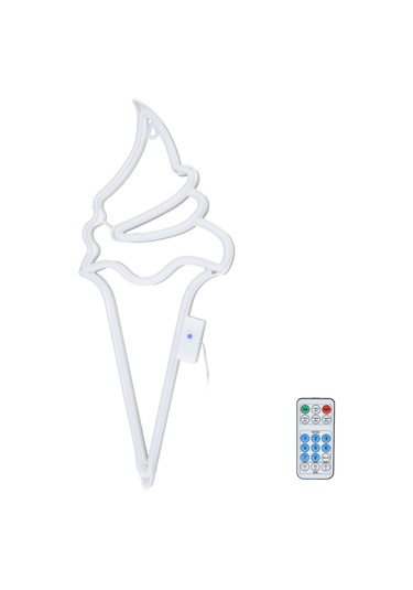 Geeroyoo Mavi Led Dondurma Neon Işığı - 18 Tuşlu Kumanda 8 Modlu Zamanlayıcı Duvar Lambası - Usb/pil Beslemeli - Ev, Restoran, Parti Dekorasyon Aydınlatması Açık Mavi Işık