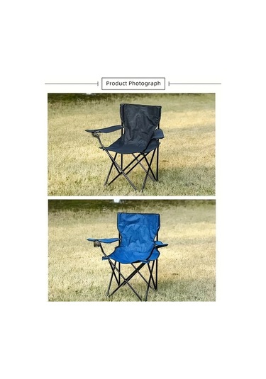 Fochsia 1 Adet Büyük Boy Portatif Kamp Sandalyesi Katlanır Tasarlı Saklama Çantası Bardaklık Siyah Siyah