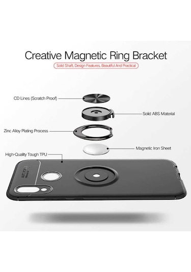 Huawei P Smart 2019 Kilif Yüzüklü Magnetli Ravel Case 389753603