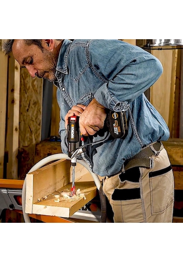 WORX WX177 20V 2.0Ah Li-ion Döner Kafa ve Çift Mandrenli Profesyonel Kömürsüz Şarjlı Matkap + 6 Parça Uç