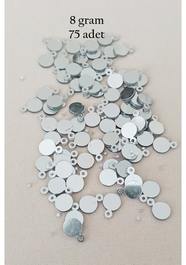 Oya Abiye Bileklik Kolye Pleksi Metalik Plastik Pul Gümüş Renk 8 Gram 75 Adet - Bnc520