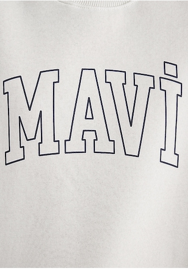 Mavi - Mavi Logo Baskılı Beyaz Sweatshirt 1611192-70057 Beyaz