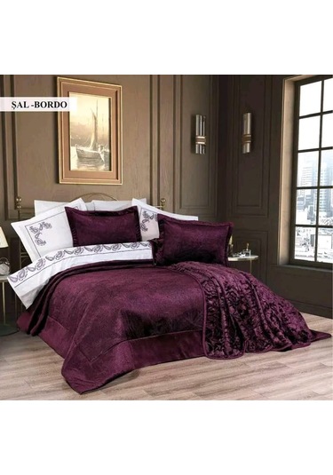 Ecosse 10 Parça Çeyiz Seti - Şal Bordo Bordo