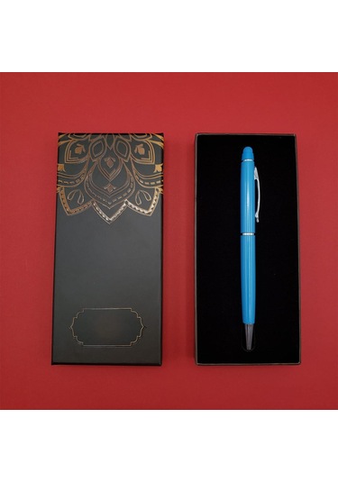 Larimar Mandala Desenli Kutulu Turkuaz Tükenmez Kalem - 9028151648651lmr