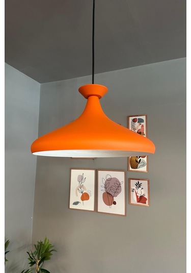 Champion Turuncu Tabak Başlık Tekli Avize Sarkıt Salon Mutfak Butik Lamba Aydınlatma Avizeler Turuncu