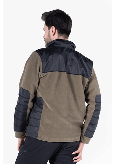 Omuz Ve Dirsek Takviyeli Polar Ceket Haki - Siyah