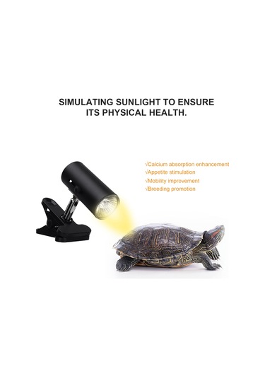 Yifomall Kara Renk E27 Vidalı Sürüngen Isı Lambası - 50w Ampül Dahil - Rotatif Bağlantı - Güneş Işığı Simülasyonu - Avrupa Standartı Siyah