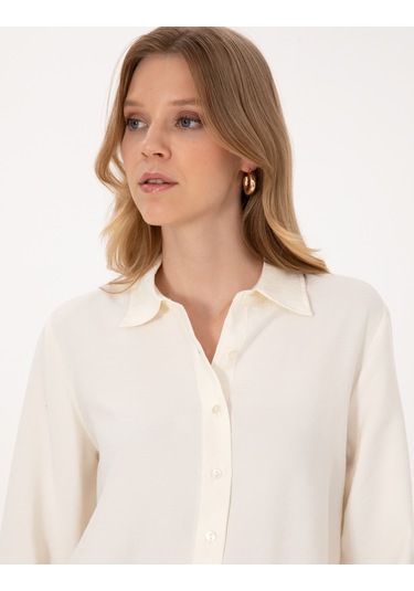 Pierre Cardin Kadın Beyaz Gömlek Desenli 50318219-vr259 Beyaz