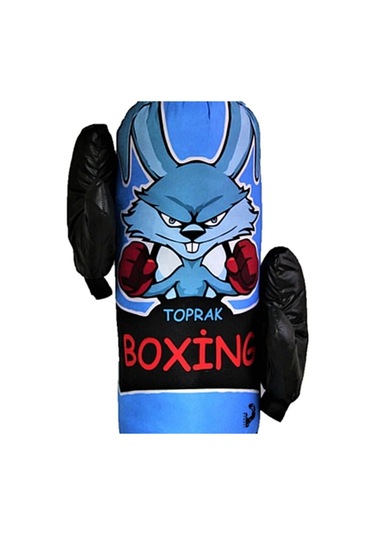 Çocuk Boks Torbası Eldiven Hediyeli Çocuklar İçin Eğlenceli Evde Boks Mavi