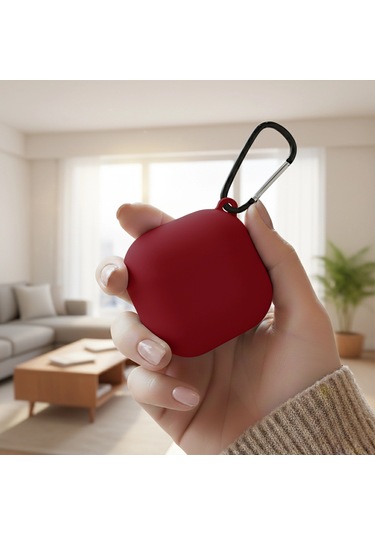 Caseonn Samsung Galaxy Buds Fe - Buds Core Kılıf Askı Aparatlı Mat Silikon Bordo