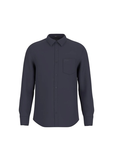 Guess Erkek Mavi Napa Keten Uzun Kollu Gömlek Mavi