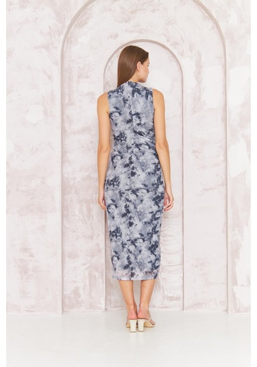 Kadın Gri Sıfır Kol Tül Elbise Dm1043 Gri