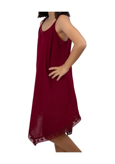 Çağla Şile Bezi Kız Çocuk Elbise Bordo Brd