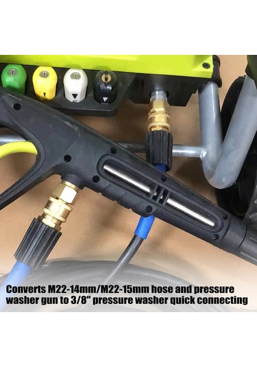 Yifomall "4 Parçalı Pirinç Basınçlı Yıkayıcı Hızlı Bağlantı Seti - M22 15mm & 3/8 İnç Uyumlu"