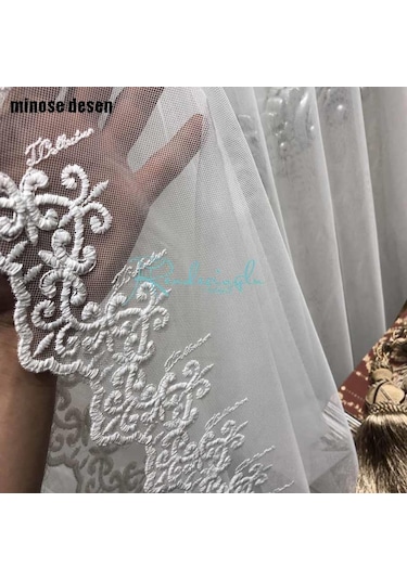 Tül Perde Arne Desen Grek Etek Işleme Brillant Tüm Ölçülerinde D Ekru