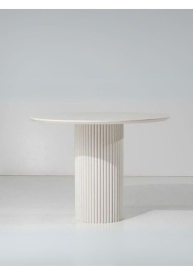 Breeze Yuvarlak Ahşap Bohem Masa 90x90 Beyaz